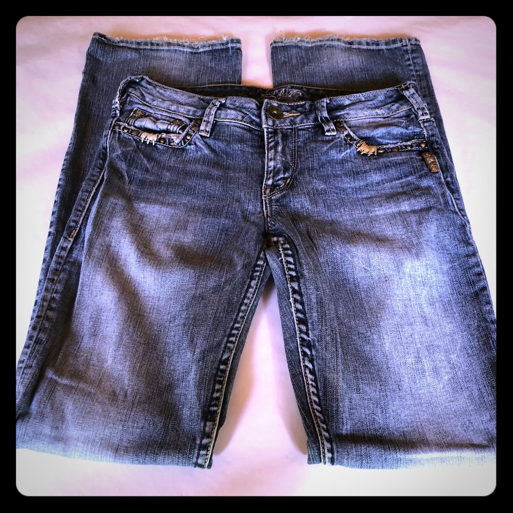 Silver Jeans with Embellished Pockets
